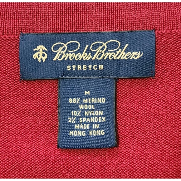 Brooks Brothers Stretch Mens Wool-Blend V-Neck Pullover Sweater Red Size M - Picture 5 of 8